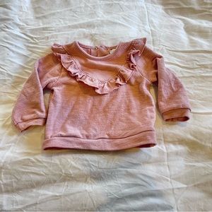 Kid / plum pink long sleeve ruffled edge shirts 6-12M